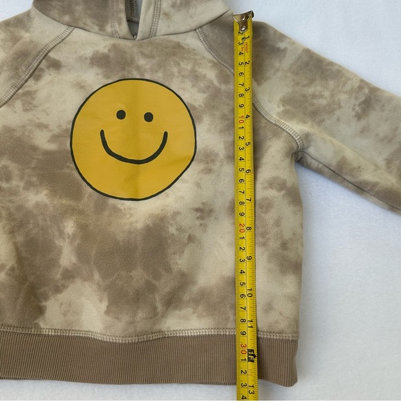 Toddler Boy/Girl Smiley Face Graphic Yellow & Tan Tye Die Hoodie 3T - Picture 6 of 7